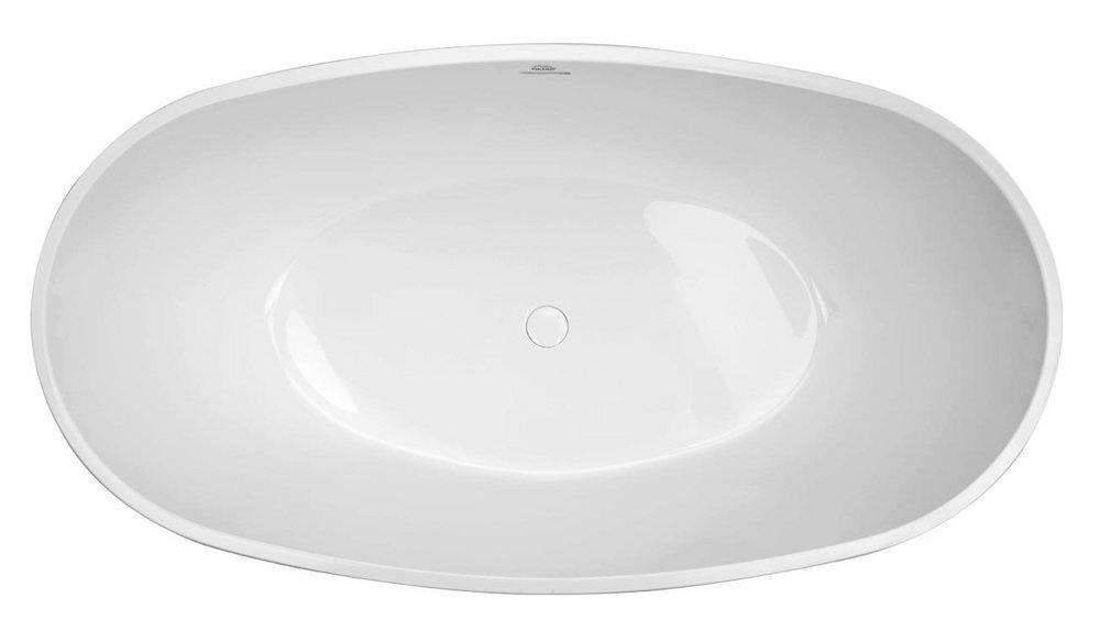 Hydro Systems White 58 x 31 in. 65 gal Hydroluxe Solid Surface Oval Freestanding Bathtub with Center Drain 