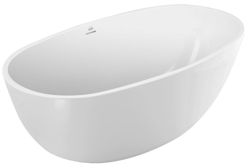 Hydro Systems White 58 x 31 in. 65 gal Hydroluxe Solid Surface Oval Freestanding Bathtub with Center Drain 