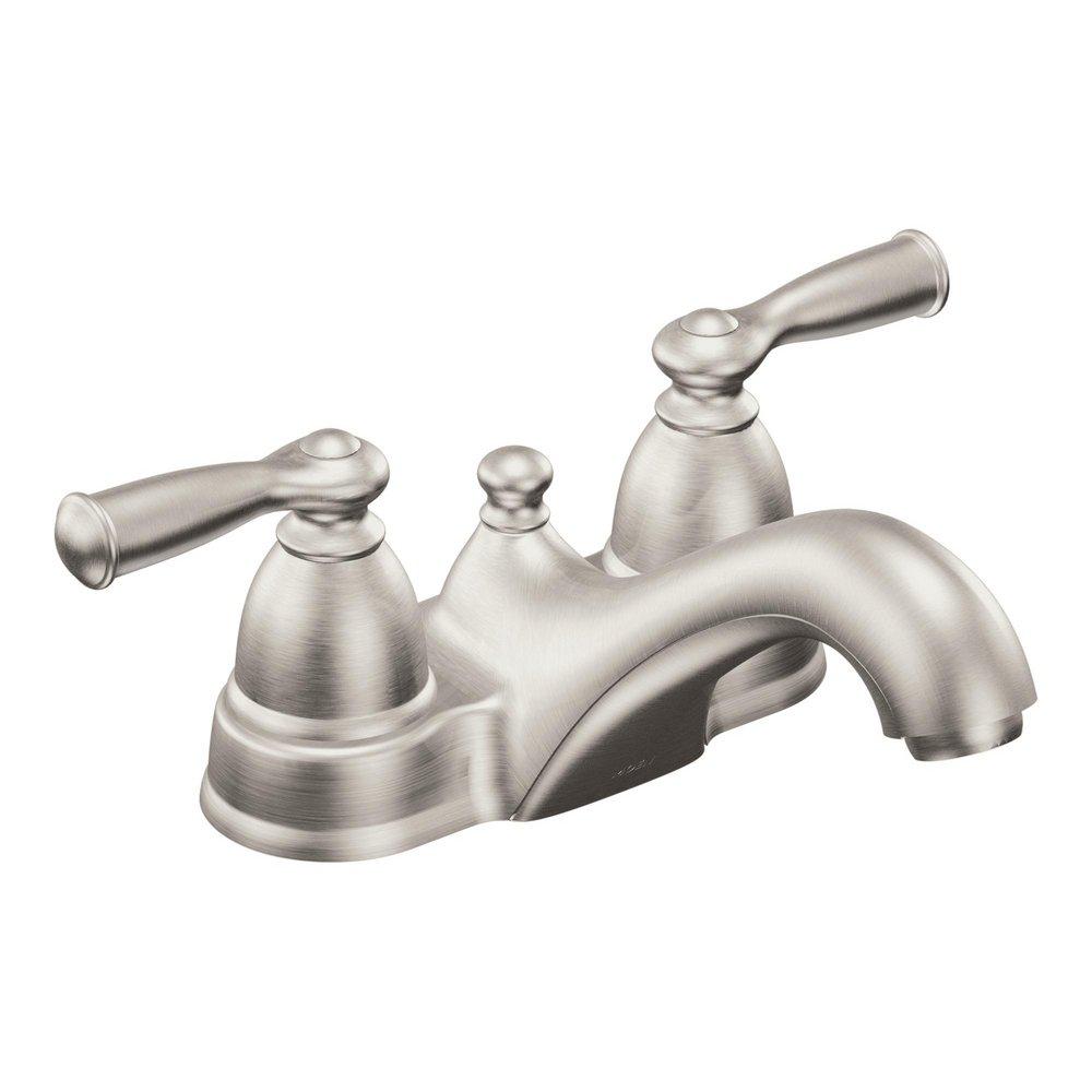 Moen Spot Resist Stainless Bathroom Sink Faucet with Double Lever Handle 