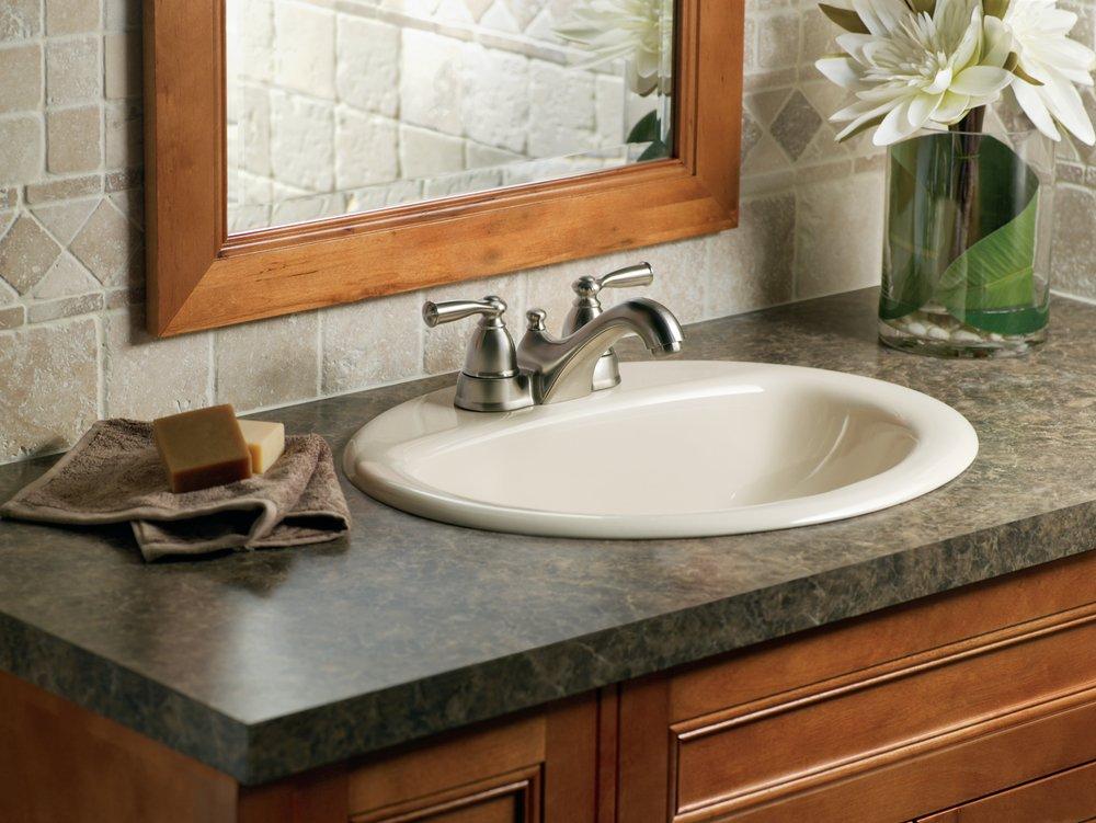 Moen Spot Resist Stainless Bathroom Sink Faucet with Double Lever Handle 