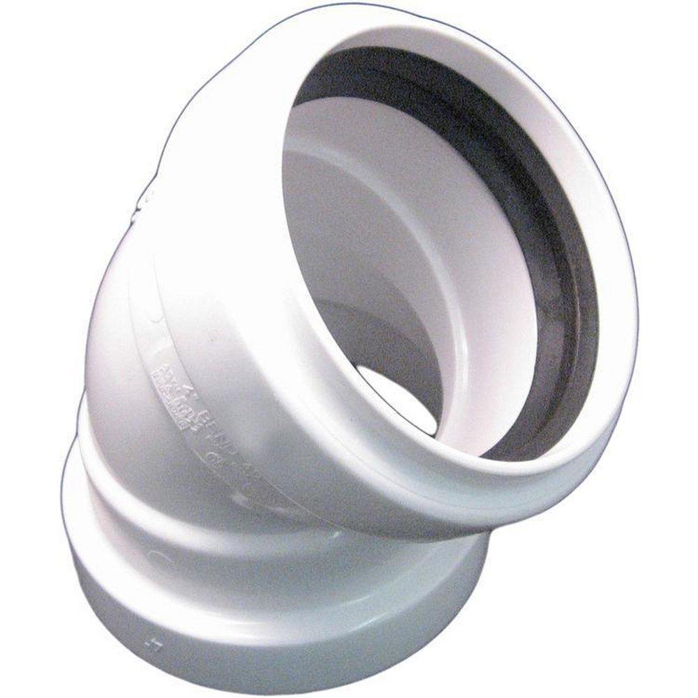 Contech Construction White Gasket Straight and DWV PVC 45 Degree Elbow 
