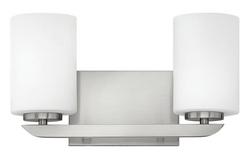 14 x 7-4/5 in. 100W 2-Light Medium E-26 Incandescent Vanity Fixture with Etched Opal Glass in Brushed Nickel