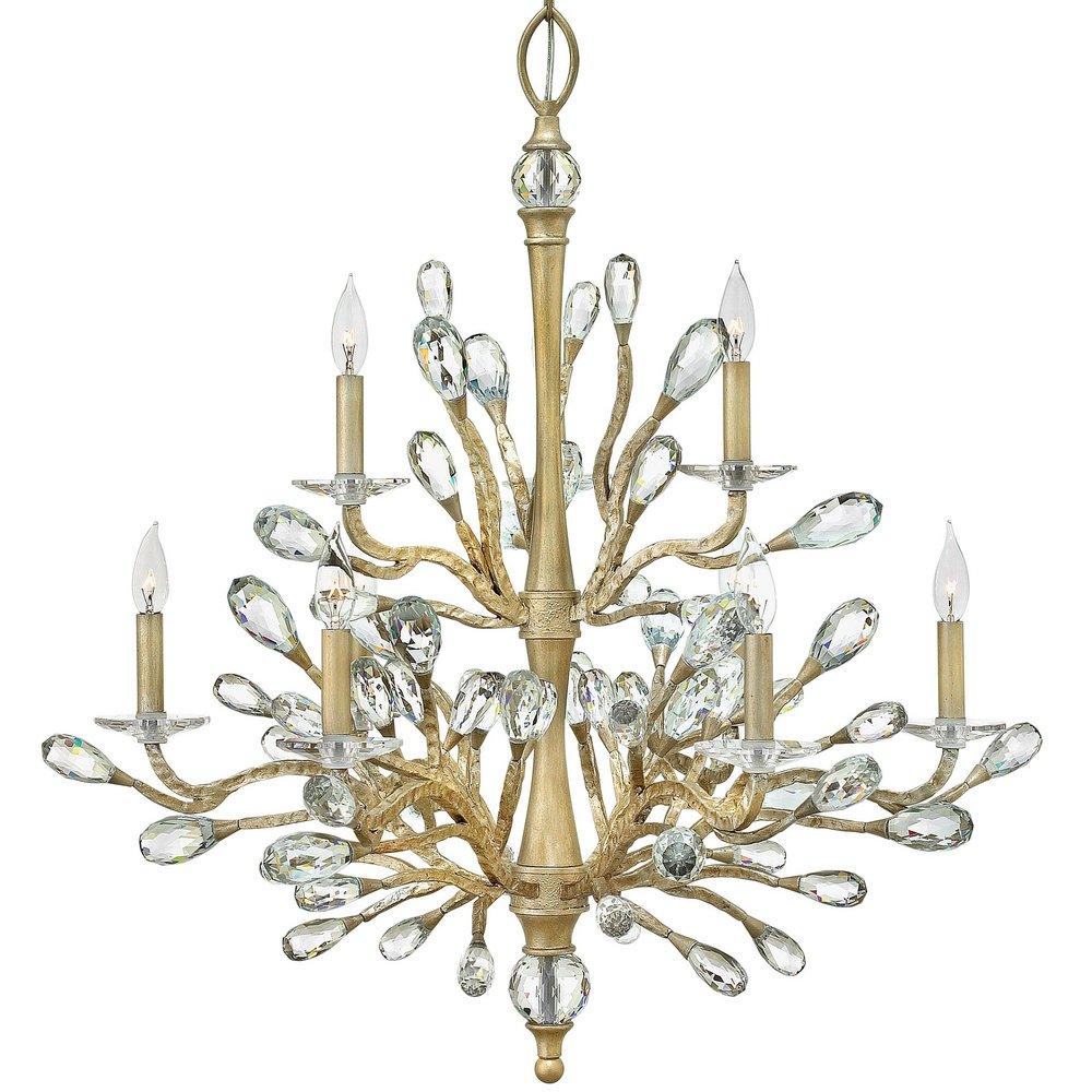 Fredrick Ramond Champagne Gold 60W 9-Light Candelabra E-12 Chandelier 