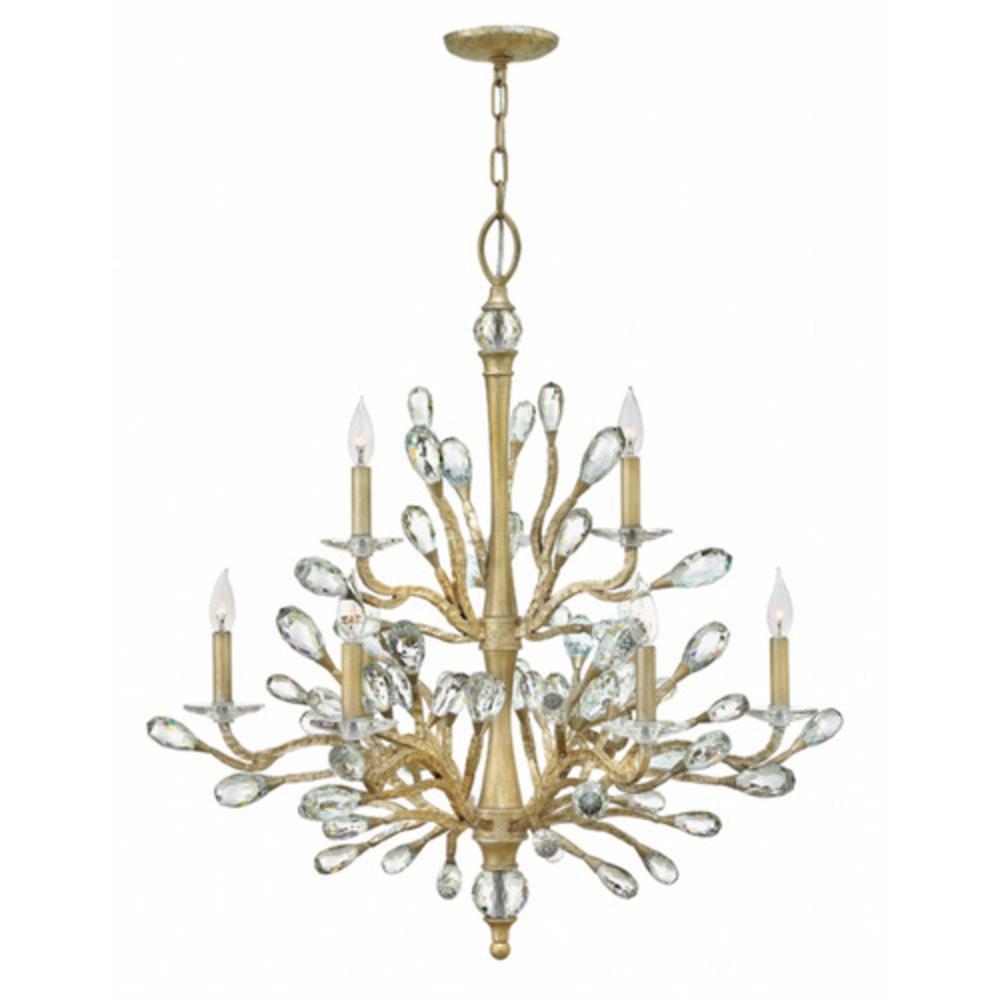 Fredrick Ramond Champagne Gold 60W 9-Light Candelabra E-12 Chandelier 