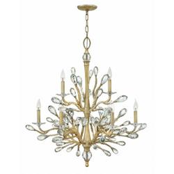 60W 9-Light Candelabra E-12 Chandelier in Champagne Gold