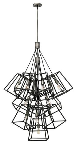 75W 13-Light Medium E-26 Incandescent Chandelier in Aged Zinc with Antique Nickel