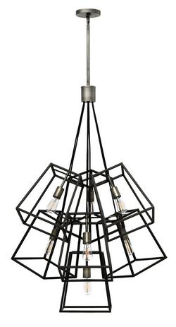 100W 7-Light Medium E-26 Incandescent Chandelier in Aged Zinc with Antique Nickel