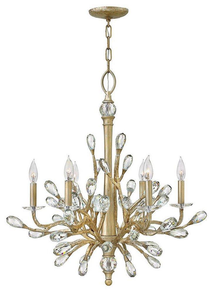 Fredrick Ramond Champagne Gold 26 x 30 in. 60W 6-Light LED Chandelier 
