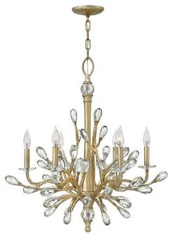 26 x 30 in. 60W 6-Light LED Chandelier in Champagne Gold