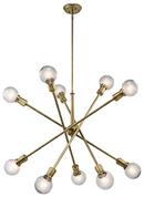 49 in. 10-Light Large Chandelier in Natural Brass