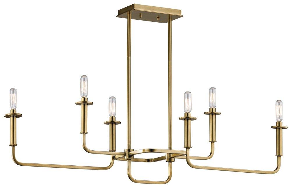 Kichler Lighting Natural Brass 17-1/2 in. 6-Light Linear Chandelier 