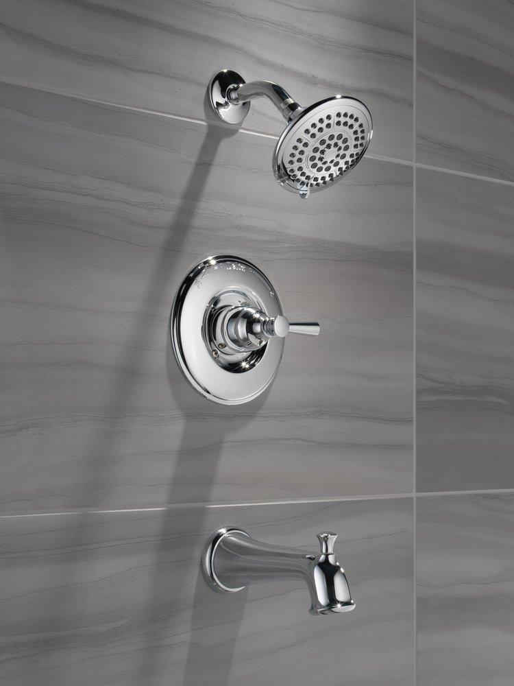 Delta Faucet Brilliance&reg; Stainless Single Handle Multi Function Bathtub & Shower Faucet (Trim Only) 