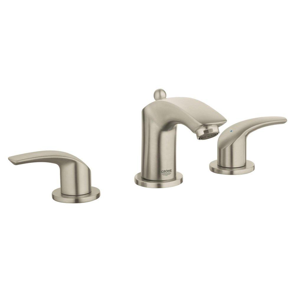 GROHE StarLight&reg; Brushed Nickel Two Handle Bathroom Sink Faucet 