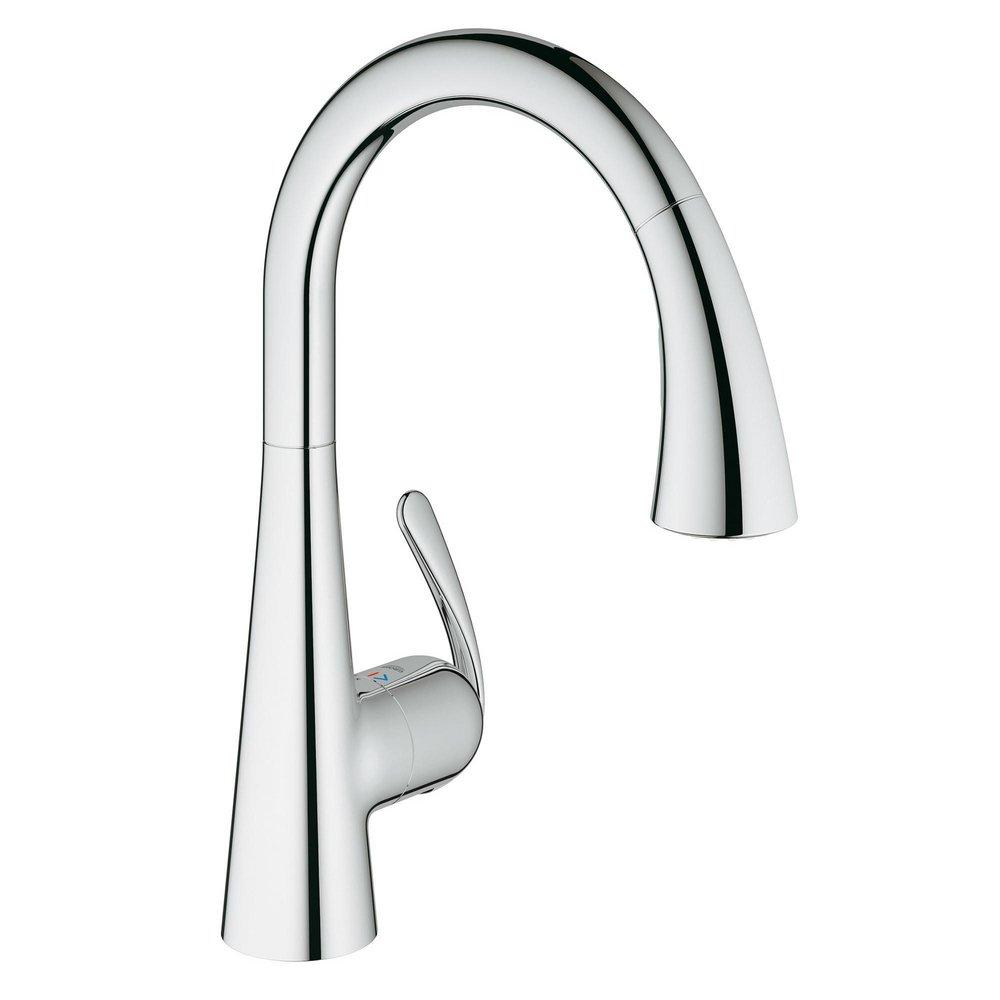 GROHE StarLight&reg; Chrome 1.75 gpm 1 Hole Deck Mount Kitchen Faucet with Single Lever Handle and Swivel Spout 