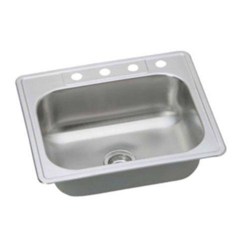 PROFLO&reg; Stainless Steel 2 Hole Single Bowl Drop-In and Self Rimming Kitchen Sink 