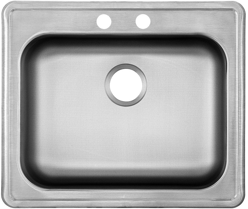 PROFLO&reg; Stainless Steel 2 Hole Single Bowl Drop-In and Self Rimming Kitchen Sink 