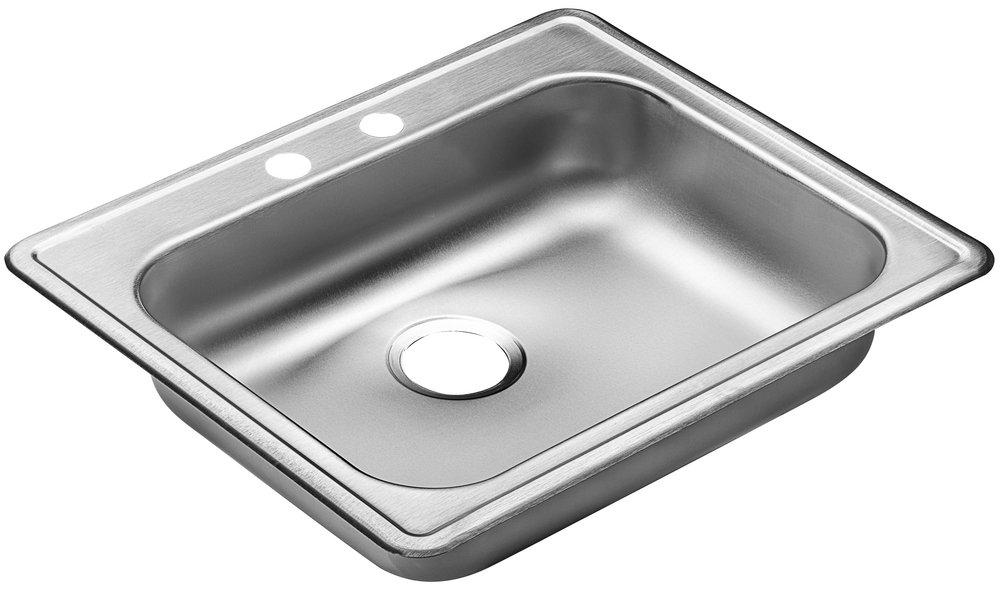 PROFLO&reg; Stainless Steel 2 Hole Single Bowl Drop-In and Self Rimming Kitchen Sink 