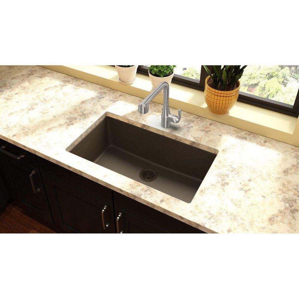 Elkay Mocha 33 x 18-7/16 in. No Hole Composite Single Bowl Undermount Kitchen Sink 