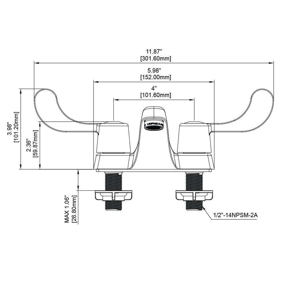 Speakman Polished Chrome 0.5 gpm 2-Hole Counter Mount Centerset Lavatory Faucet with Double Wrist Blade Handle 