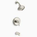 2 gpm Bath and Shower Valve Trim with Single Lever Handle, Slip-Fit Spout and Showerhead in Vibrant Polished Nickel