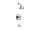 KOHLER Polished Chrome 2 gpm Bath and Shower Valve Trim with Single Lever Handle, Slip-Fit Spout and Showerhead