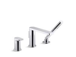 Single Handle Roman Tub Faucet with Hand Shower in Polished Chrome