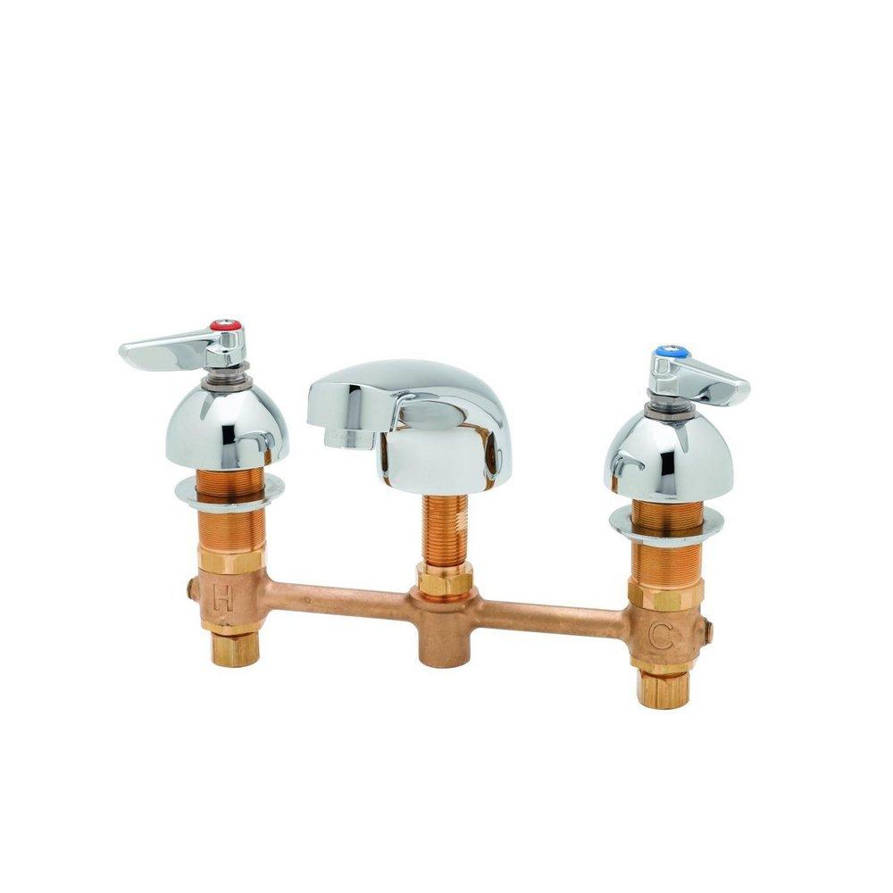 T&S Brass Polished Chrome Double Lever Handle Deck Mount Mixing Faucet 