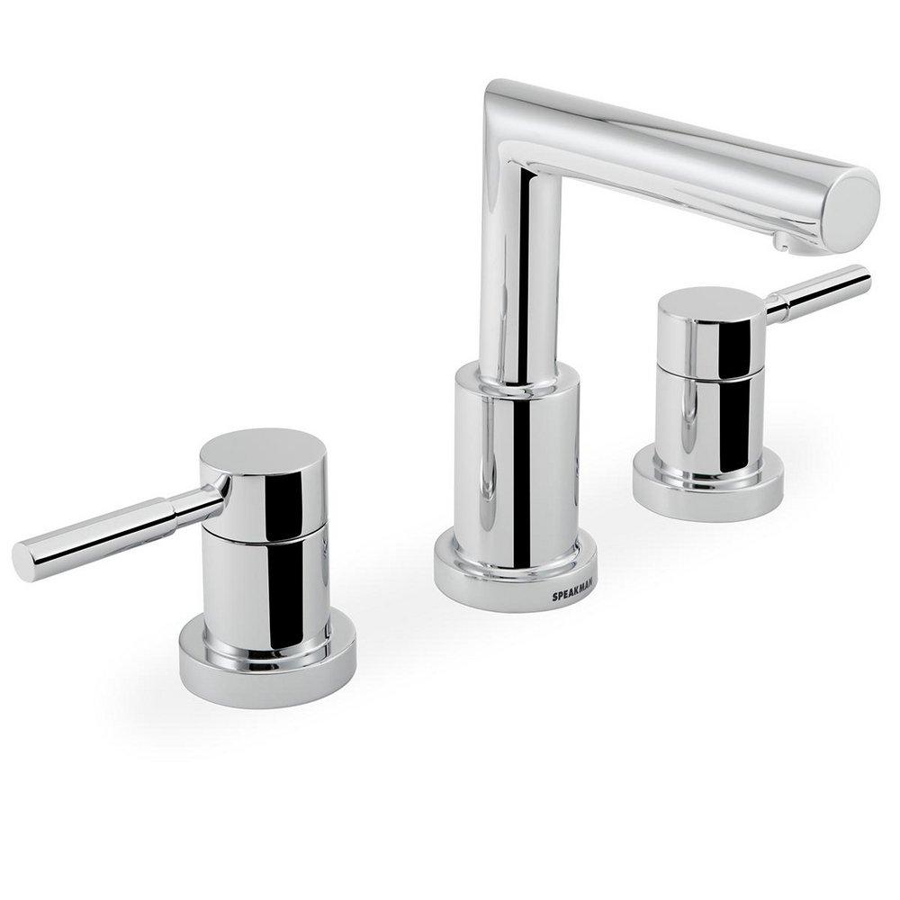 Speakman Polished Chrome Widespread Bathroom Sink Faucet with Double Lever Handle 