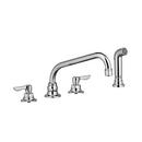 1.5 gpm 4-Hole Deck Mount Widespread Kitchen Sink Faucet with Single Lever Handle, Swivel Spout and Spray in Polished Chrome