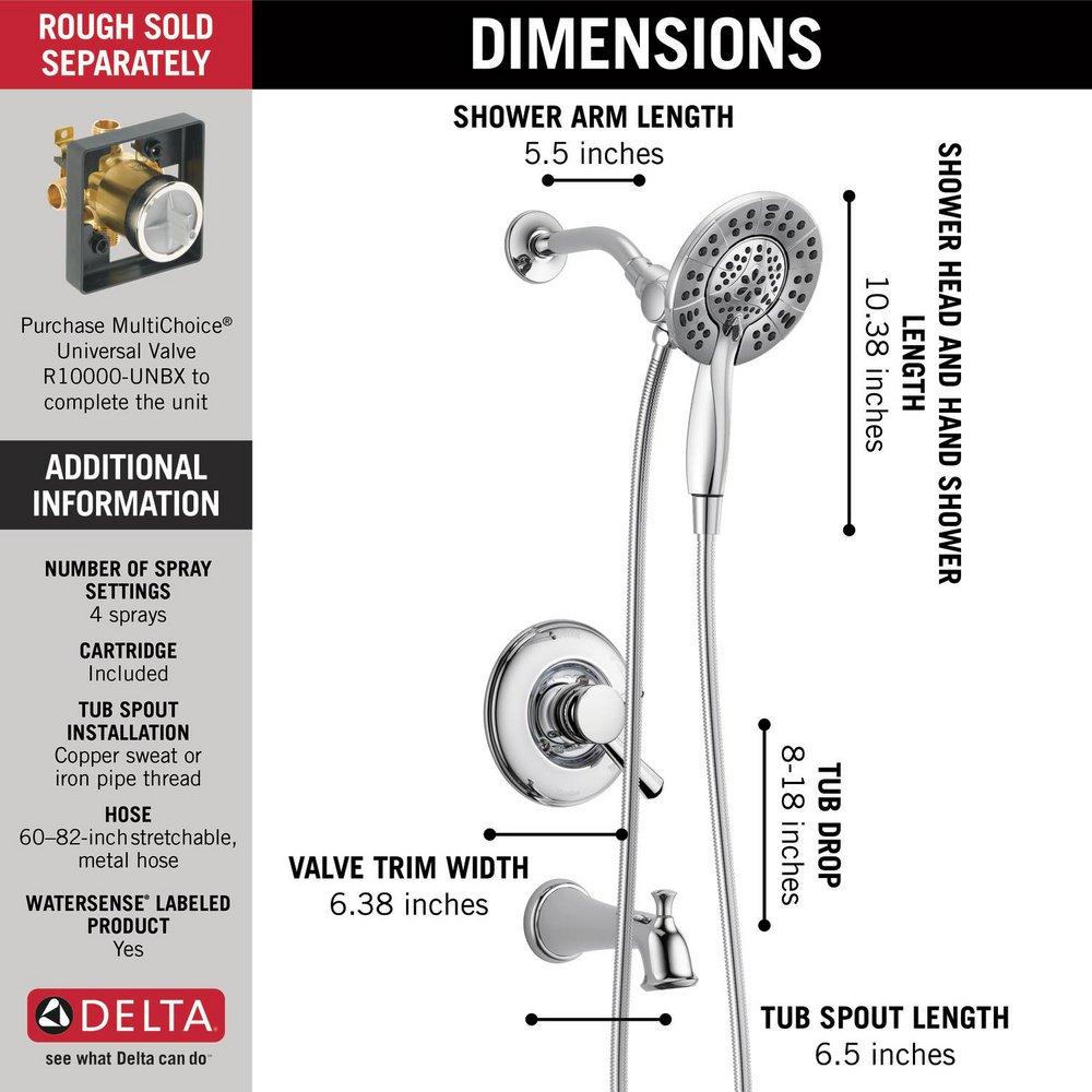 Delta Faucet Chrome Two Handle Multi Function Bathtub & Shower Faucet (Trim Only) 
