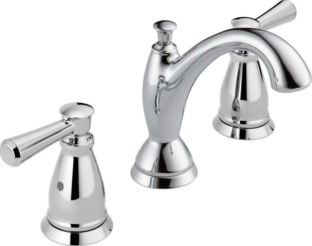 Delta Faucet Chrome Two Handle Widespread Bathroom Sink Faucet with Drain Assembly 