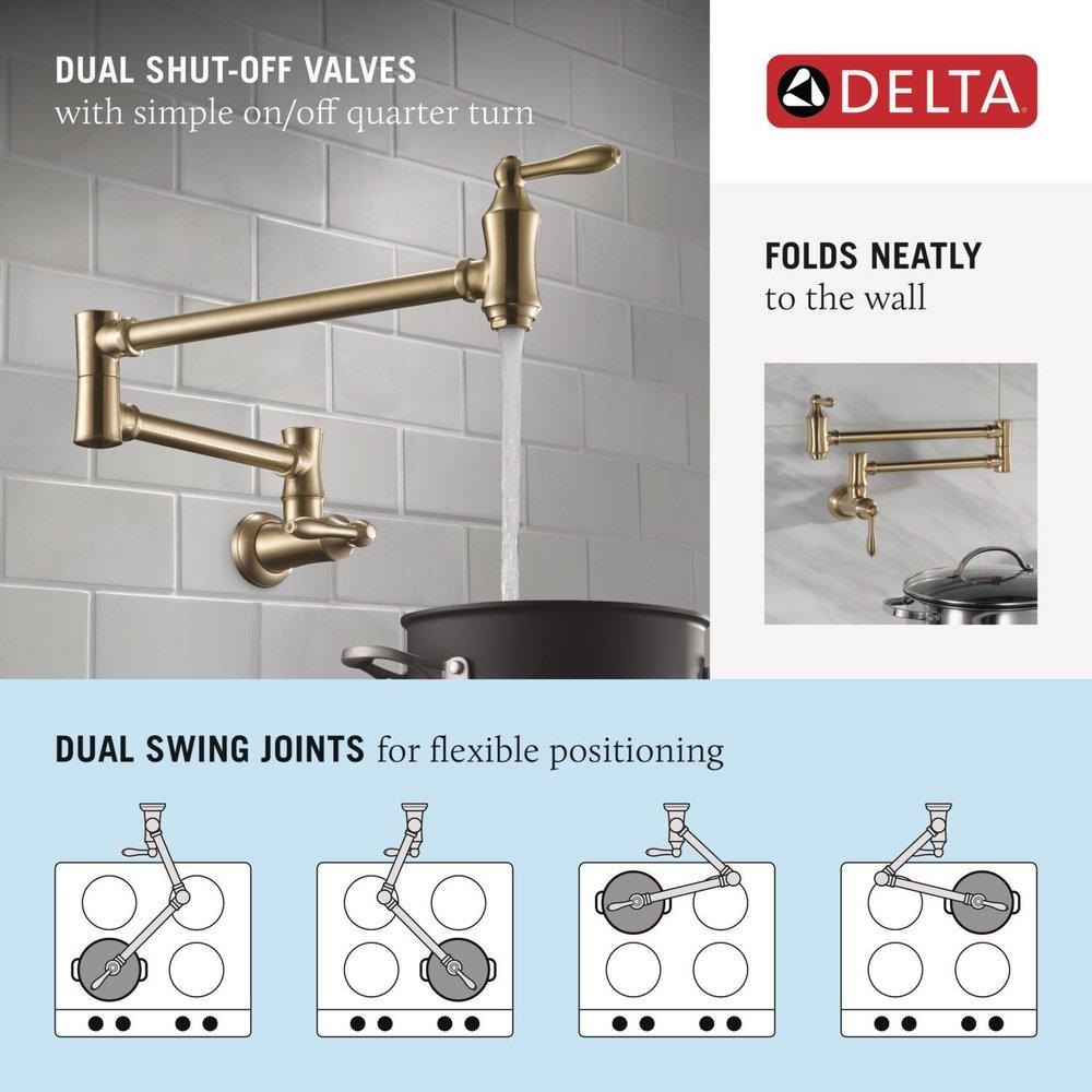 Delta Faucet Polished Nickel Two Handle Lever Pot Filler 