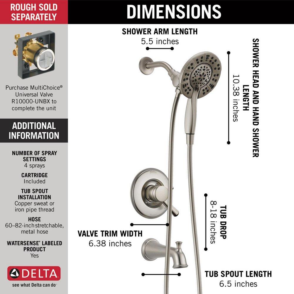 Delta Faucet Stainless Two Handle Multi Function Bathtub & Shower Faucet (Trim Only) 