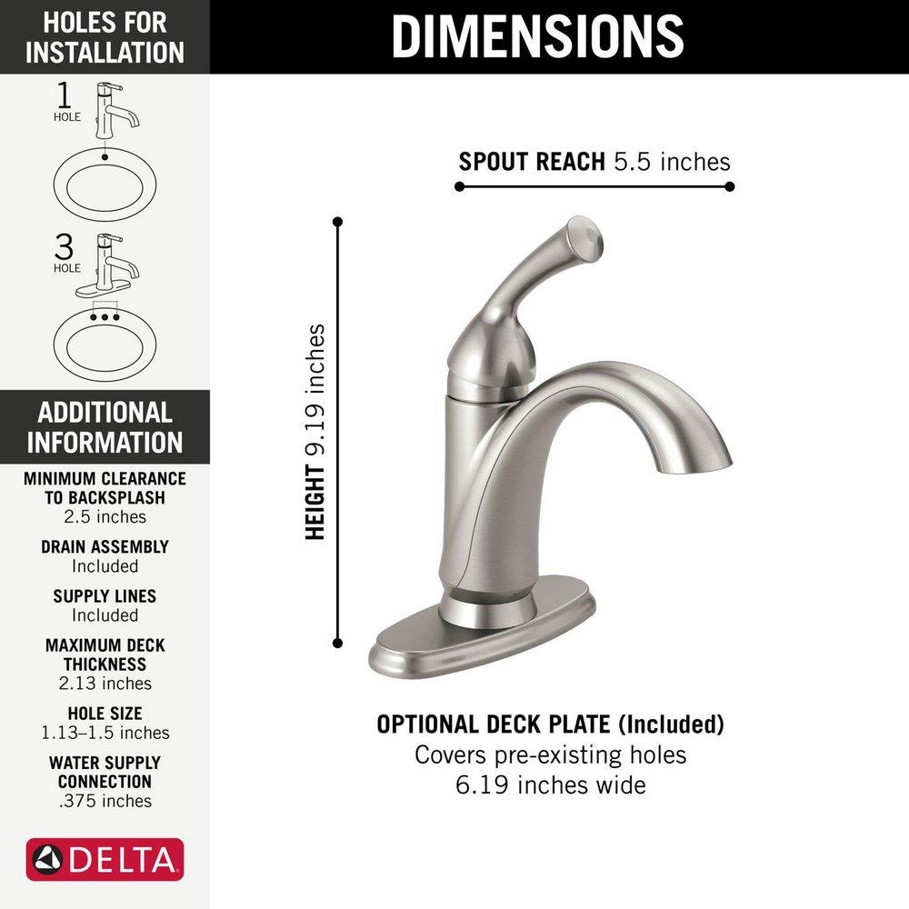 Delta Faucet Brilliance&reg; Stainless Single Handle Centerset Bathroom Sink Faucet 