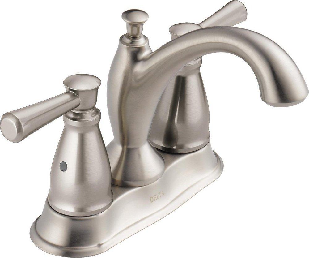 Delta Faucet Brilliance&reg; Stainless Two Handle Centerset Bathroom Sink Faucet 