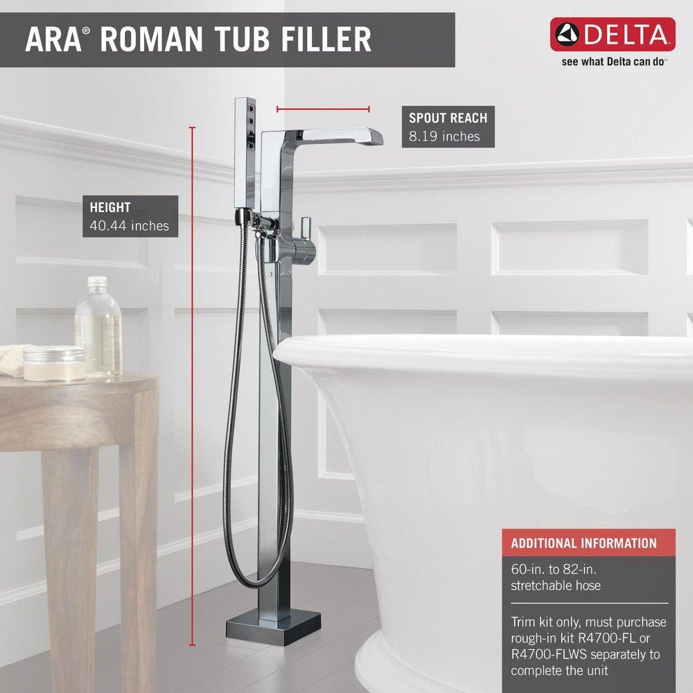 Delta Faucet Chrome Single Handle Lever Floor Mount Filler 
