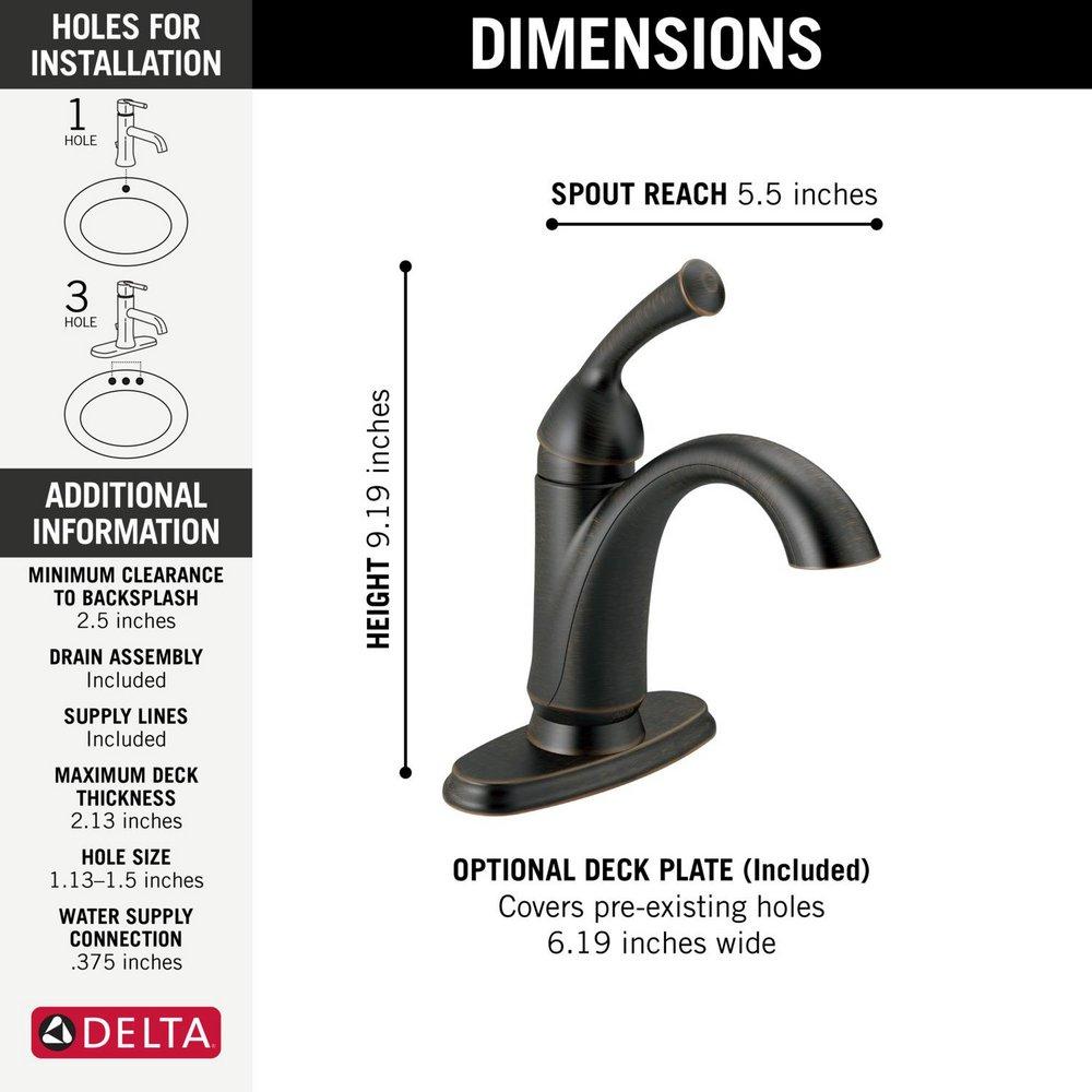 Delta Faucet Venetian Bronze Single Handle Centerset Bathroom Sink Faucet 