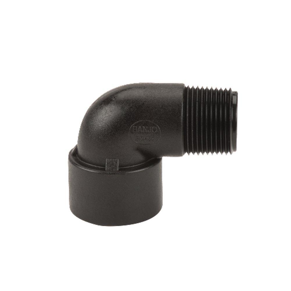 Banjo Black FNPT x MNPT Straight Schedule 80 Polypropylene 90 Degree Elbow 