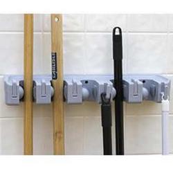 16-1/2 in. ABS Broom and Brush Holder in Grey