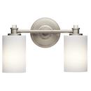 30W 2-Light Bath Light with Satin Etched Cased Opal Glass in Brushed Nickel