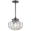 1-Light Pendant with Clear Seeded Glass in Shadow Nickel