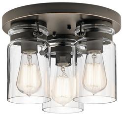 75W 3-Light Medium E-26 Base Incandescent Flushmount Ceiling Fixture in Olde Bronze