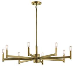 60W 8-Light Candelabra E-12 Incandescent Chandelier in Natural Brass