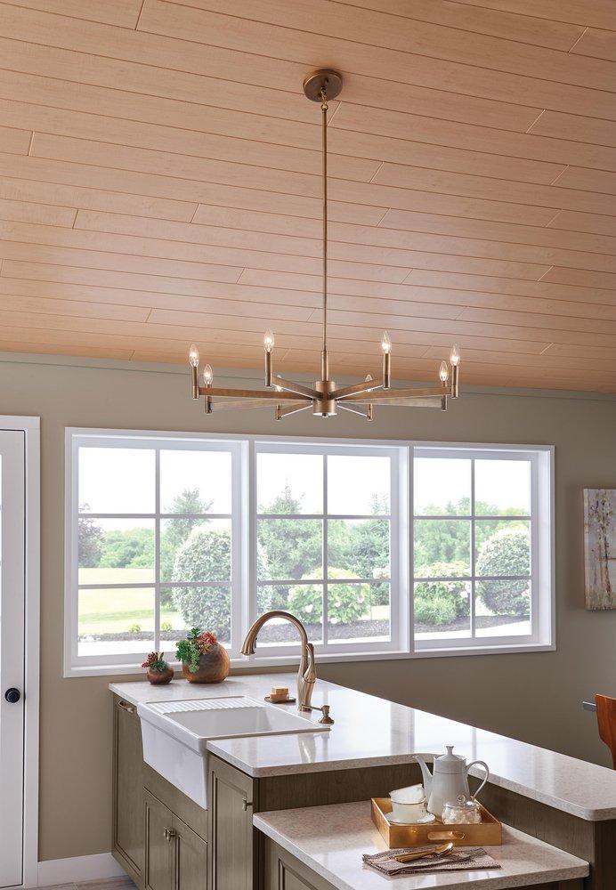 Kichler Lighting Natural Brass 60W 8-Light Candelabra E-12 Incandescent Chandelier 