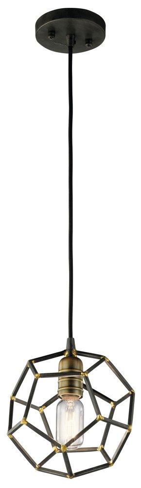 Kichler Lighting Raw Steel 100W 1-Light Incandescent Mini Pendant 