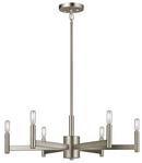 60W 6-Light Candelabra E-12 Incandescent Chandelier in Satin Nickel