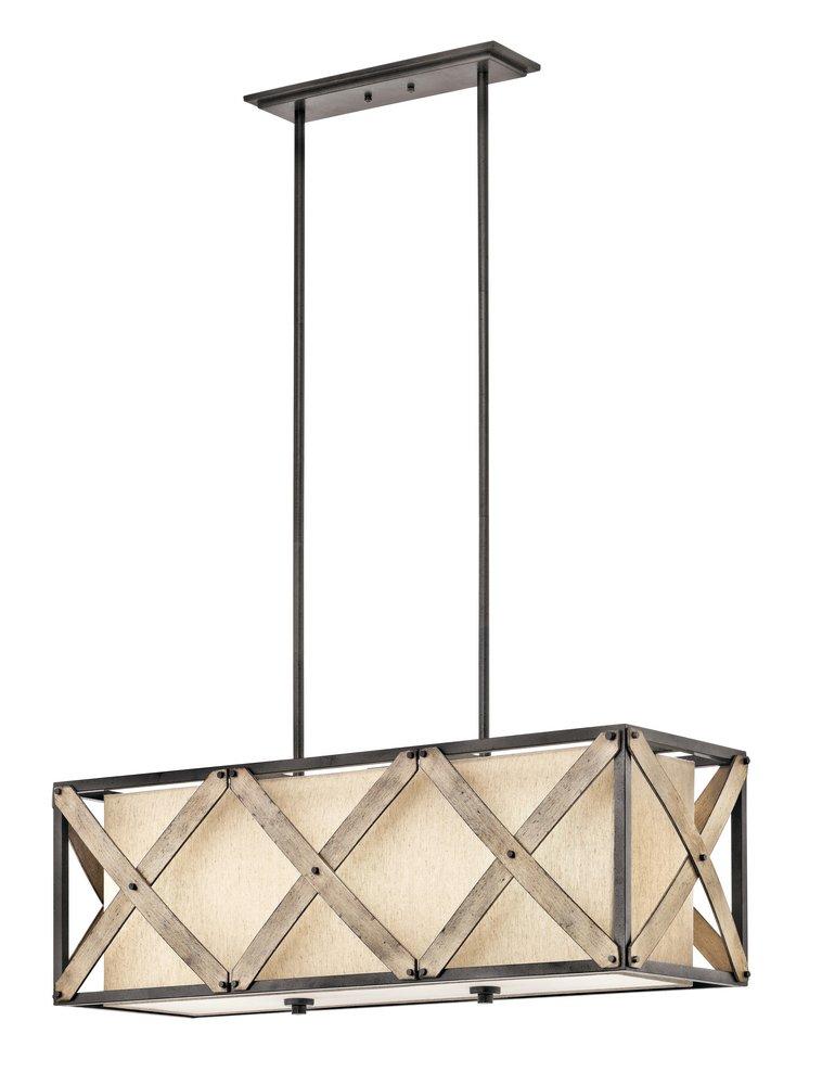 Kichler Lighting Anvil Iron 13 in. 3-Light Linear Chandelier 