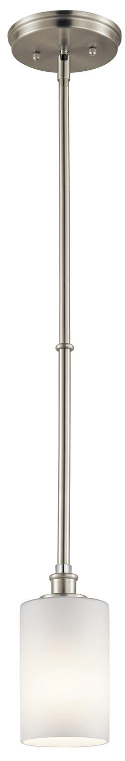 1-Light Mini Pendant with Satin Etched Cased Opal Glass in Brushed Nickel