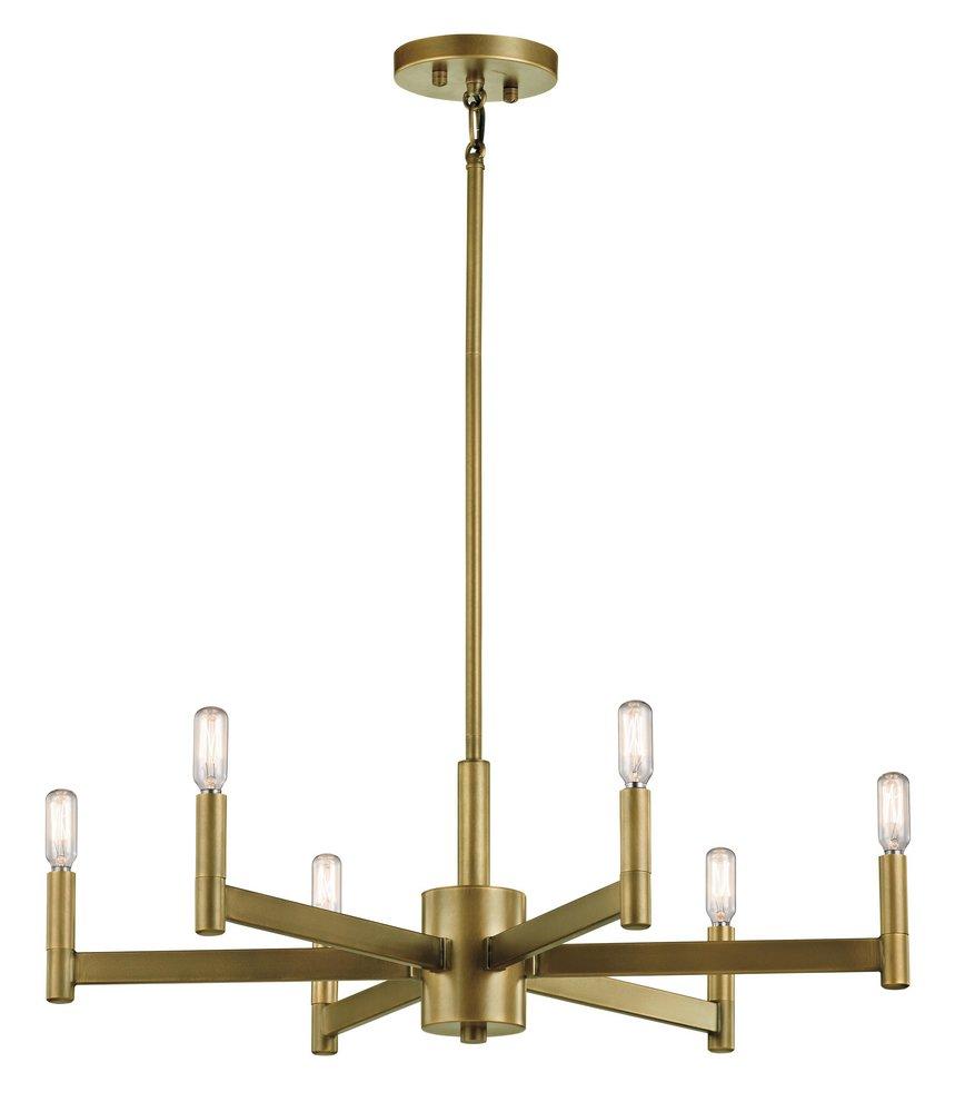 Kichler Lighting Natural Brass 60W 6-Light Candelabra E-12 Incandescent Chandelier 