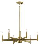 60W 6-Light Candelabra E-12 Incandescent Chandelier in Natural Brass
